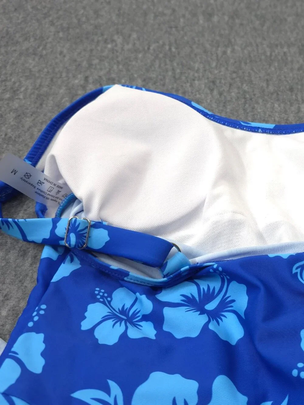 Blue Hibiscus Floral Swim Dress One Piece Swimsuit Womens M NWOT